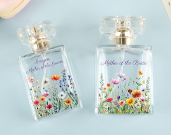 Personalized Wedding Perfume Bottles, Custom Floral Perfume Bottles, Bridesmaid Gifts, Custom Wedding Gifts For The Mother Of The Bride