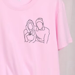 Personalized Stick Figure Embroidery T-shirt, Halloween Embroidery from photo, Personalized Gift for Family, Halloween/Christmas Gift