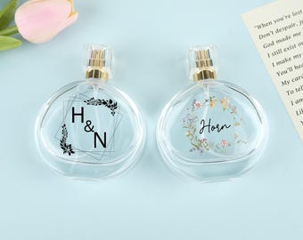 Personalized Perfume Bottles With Custom Wedding Logo Designs, 50ml Refillable Perfume Bottles, Bridesmaid Gifts, Wedding Gifts