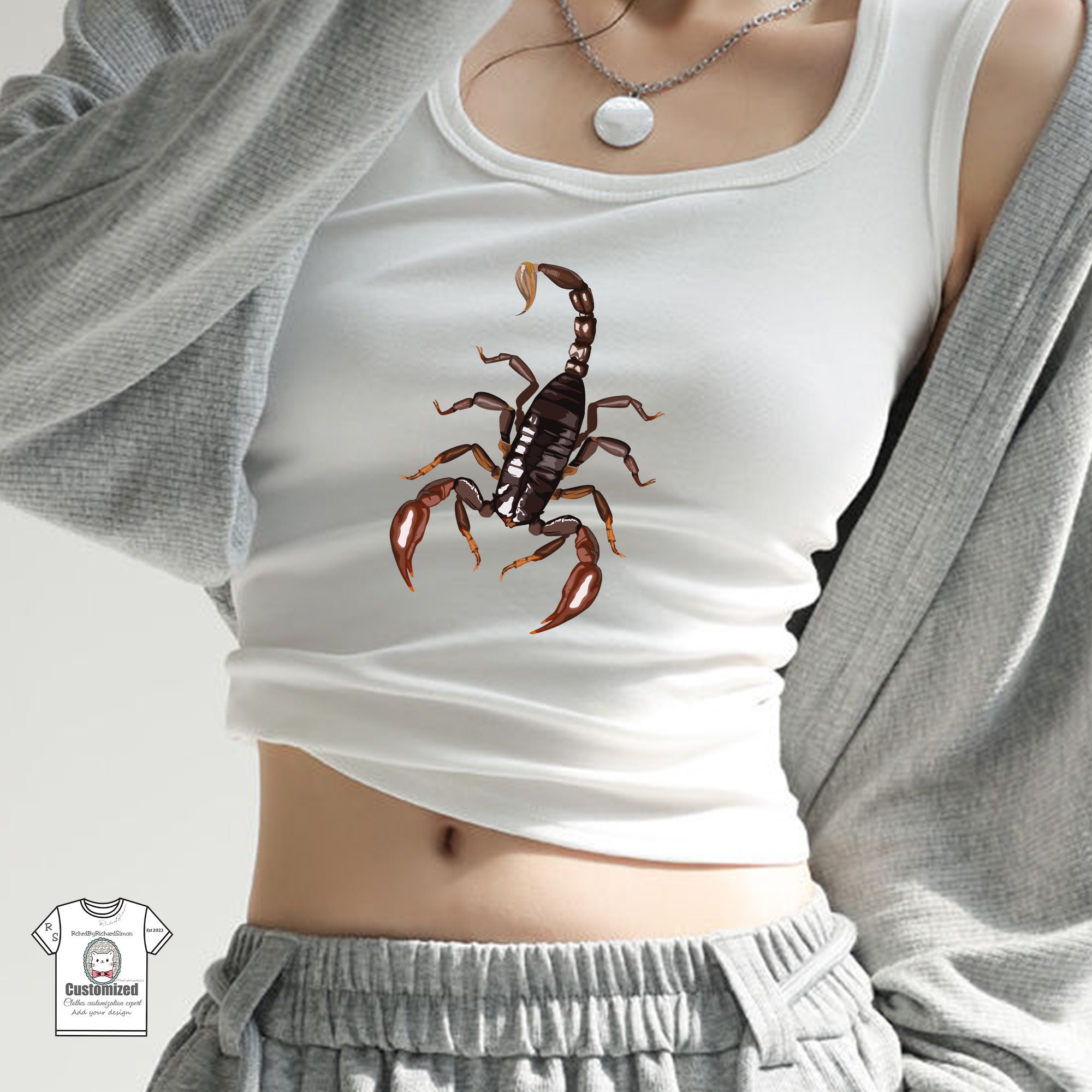 Vintage Style Tank Top, Scorpion Pattern Tank Top, Fun Scorpion Shirt, Sleeveless Top, Tank Shirt For Women, Scorpion Shirt