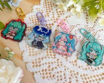 Pingentes de acrílico de 5 cm da Hatune Miku | Rotten Girl, Ghost Miku, Fairy Miku