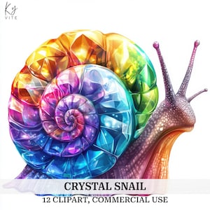 12 cliparts escargot en cristal, papercraft, clipart aquarelle imprimable, fabrication de cartes, journal indésirable, scrapbooking, haute qualité, téléchargement numérique