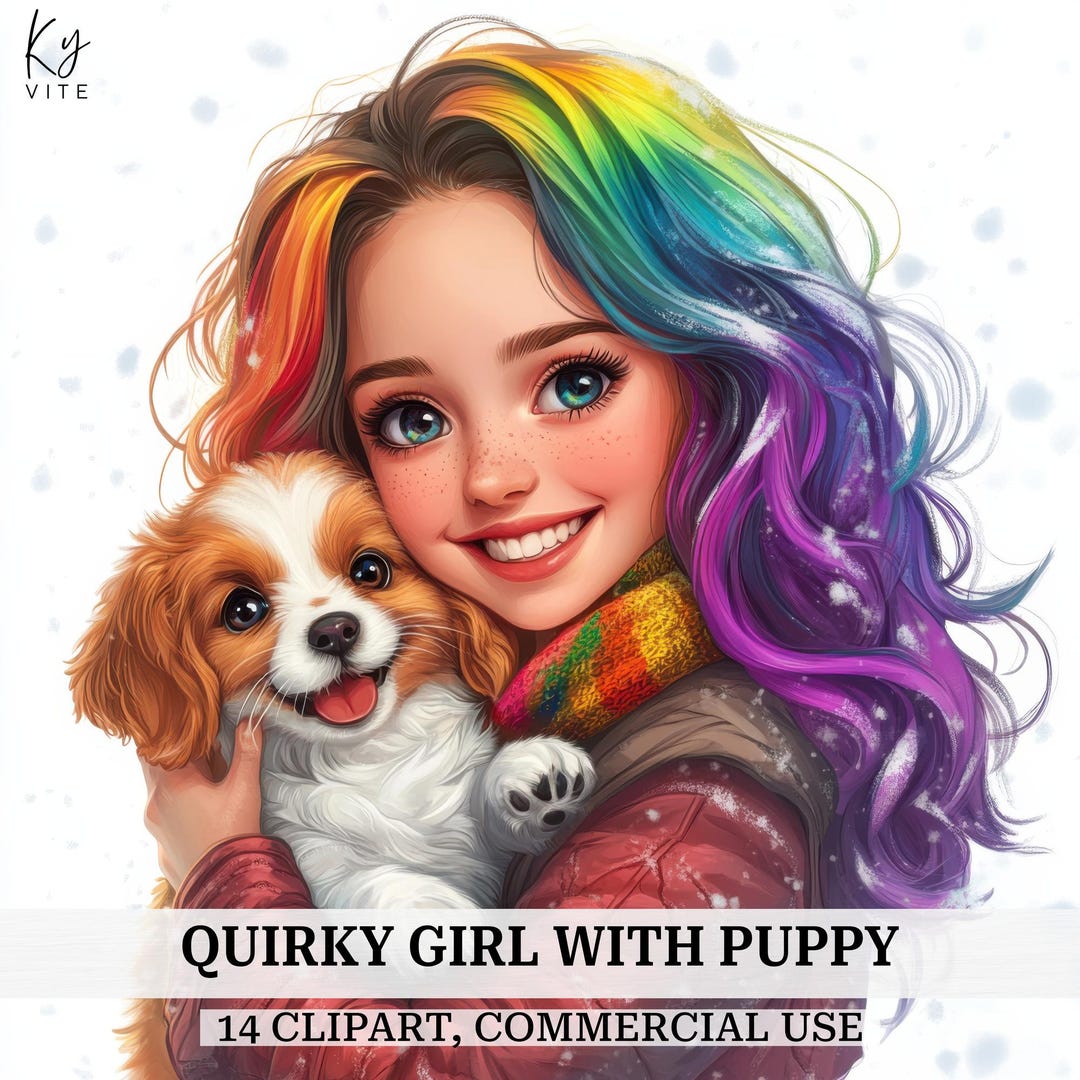 Girl With Puppy Clipart: Watercolor Dog Lover Art (digital Download) - Etsy