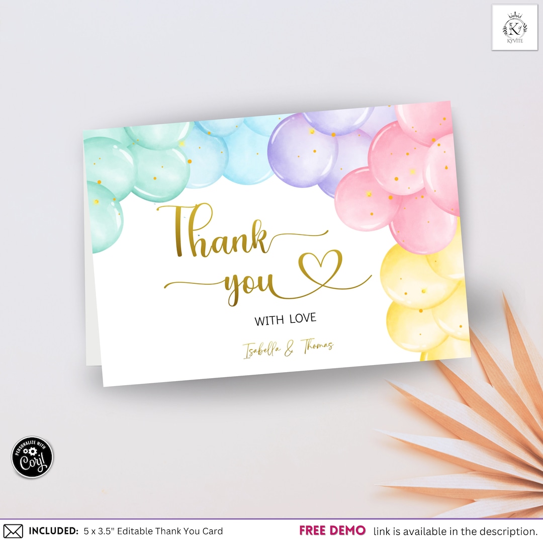 Editable Baby Shower Thank You Card Folded or Flat Lay Card Etsy
