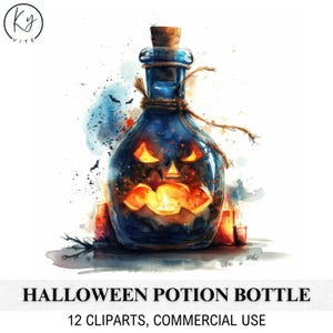 Watercolor Potion Bottle Clipart: Magical Elixirs (Digital Download)