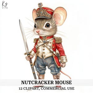 12 Clipart de rato quebra-nozes, rato vitoriano, soldado rato quebra-nozes, artesanato em papel, clipart de aquarela, alta qualidade, download digital, CU