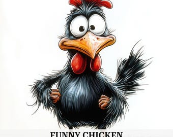 12 Funny Chicken Clipart, Crazy Chicken, Printable Watercolor Clipart, Card Making, Scrapbooking, Journaling, High Quality, Digital Download