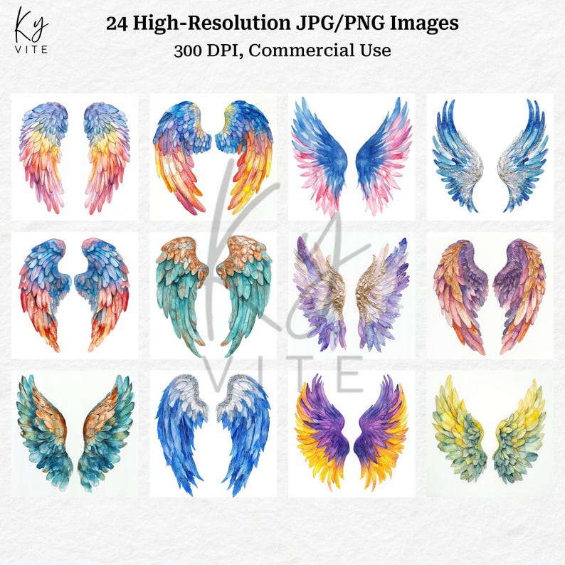 24 Angel Wings Clipart, Halo, Heaven Wings, Guardian Angel, Printable