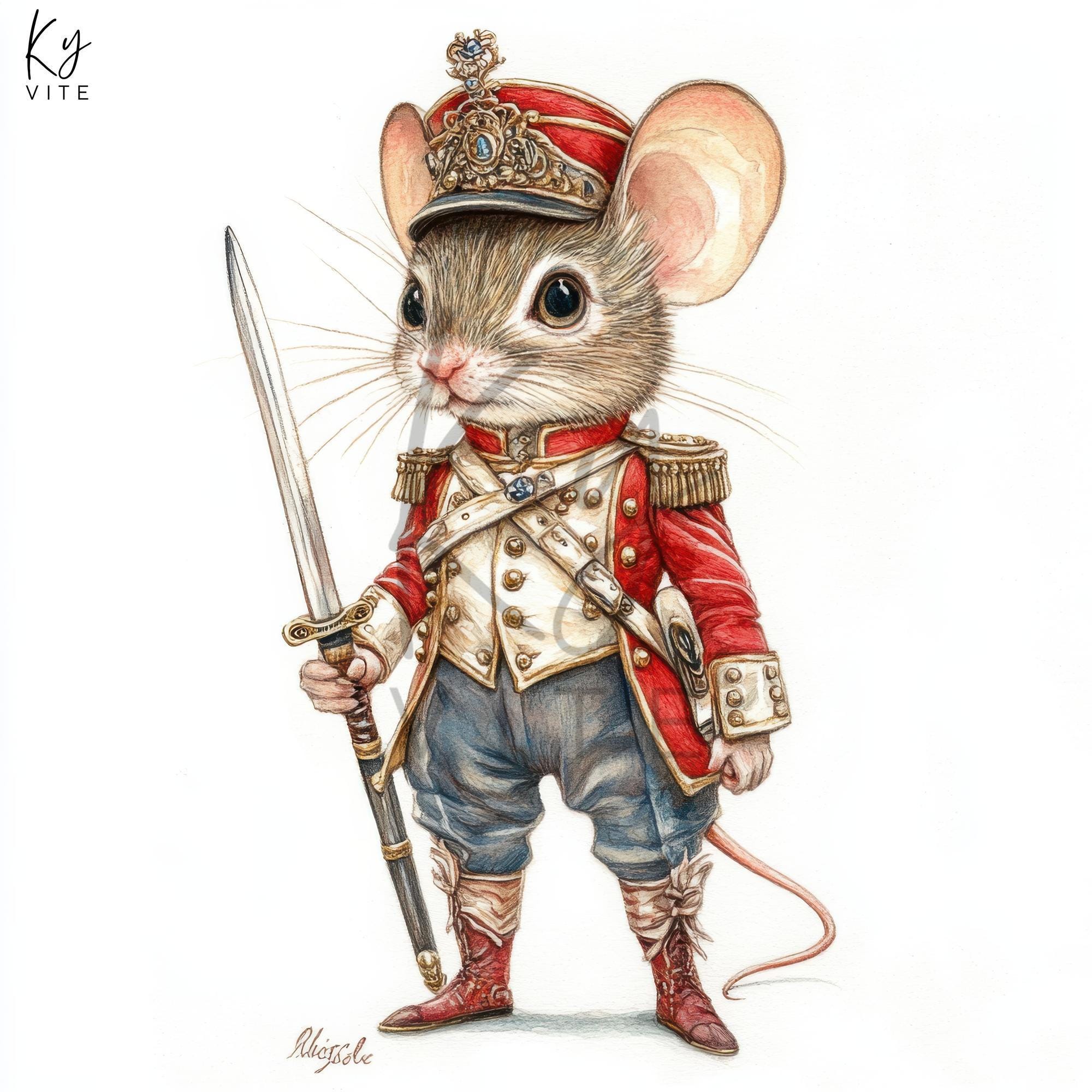 くるみ割り人形のネズミのクリップアート：ビクトリア朝時代の水彩画