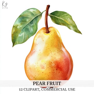 12 Birne Clipart, Birne Obst, Küche Wandkunst, druckbare Aquarell Clipart, Papiermodelle, Scrapbook, Journal, hohe Qualität, digitaler Download