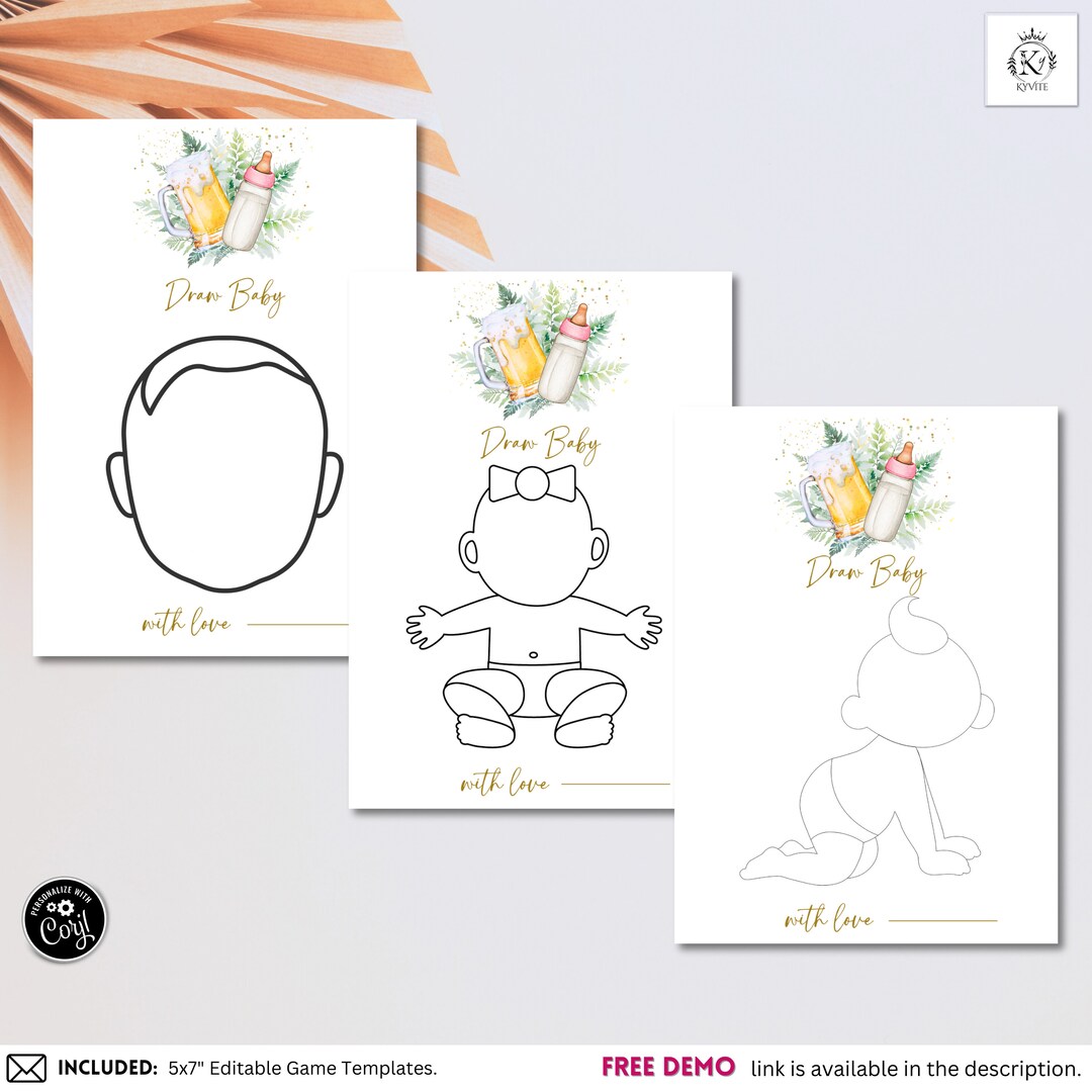 Draw Baby Shower Game Draw the Baby Game Brewing Girl Baby Etsy