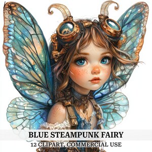 12 Blau Fee Clipart, Fee, druckbare Aquarell Clipart, Papierkunst, Scrapbook Journal, hohe Qualität, digitaler Download