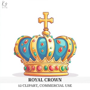 12 Royal Crown Clipart, Rei, Rainha, Príncipe, Coroa, Clipart de aquarela para impressão, Criação de cartões, Artesanato em papel, Alta qualidade, Download digital