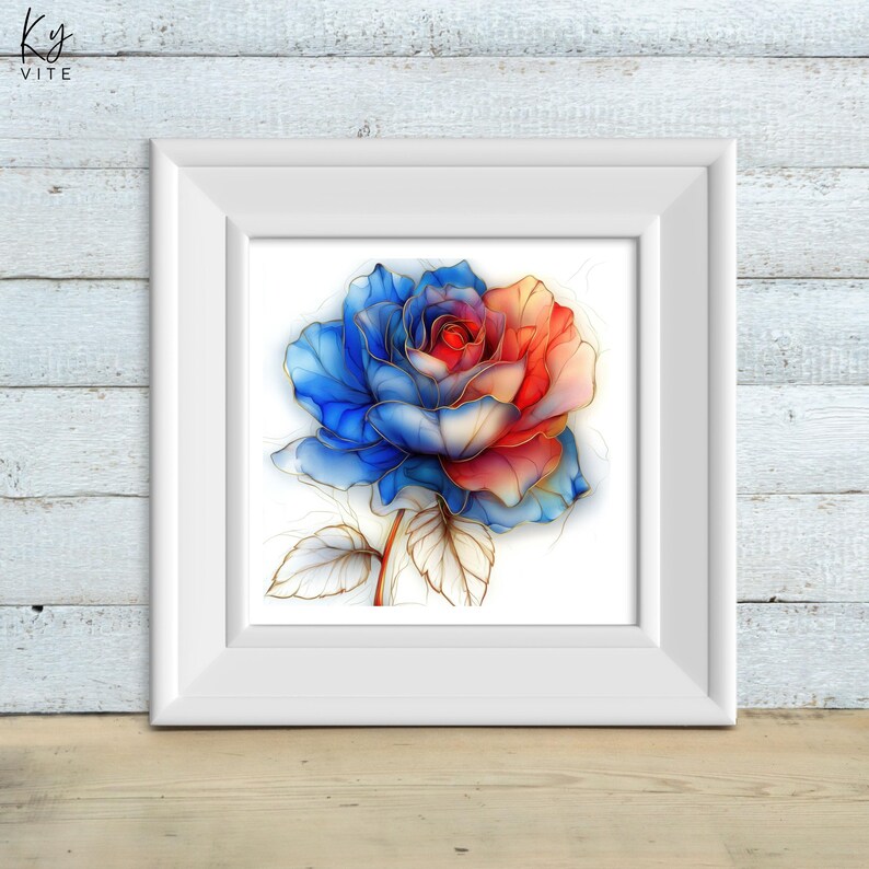 12 Abstract Flower Clipart, Big Rose, Printable Watercolor Clipart