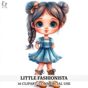 16 fancy girl clipart, eigenzinnige kleine fashionista, Paper Craft, aquarel clipart, kaarten maken, hoge kwaliteit, digitale download, CU