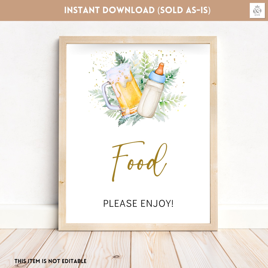 Baby Shower Food Sign, Baby Boy is Brewing, Baby Shower Event Sign