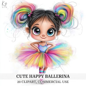 20 Süße Ballerina Clipart, Ballerina Kunst, druckbare Aquarell Clipart, Papiermodelle, Scrapbook, Journal, hohe Qualität, digitaler Download, Cu