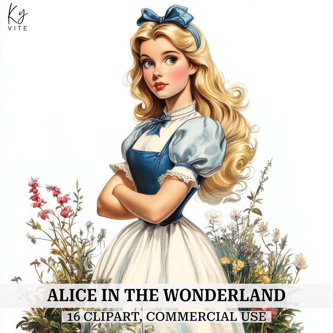 16 Alice in the Wonderland Clipart, Papercraft Printable Watercolor ...
