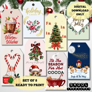 Trendy Christmas Gift Tags Set of 8 Printable Holiday Gift Tags School Staff Student Teacher Christmas Party Favor Tag  Employee Client Boss