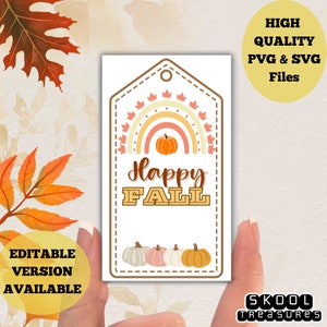 Editable Rainbow Pumpkin Fall Themed Gift Tags, Thanksgiving Employee Company Staff, School Teachers and Staff, PTO/PTA Thank you Treat Tags