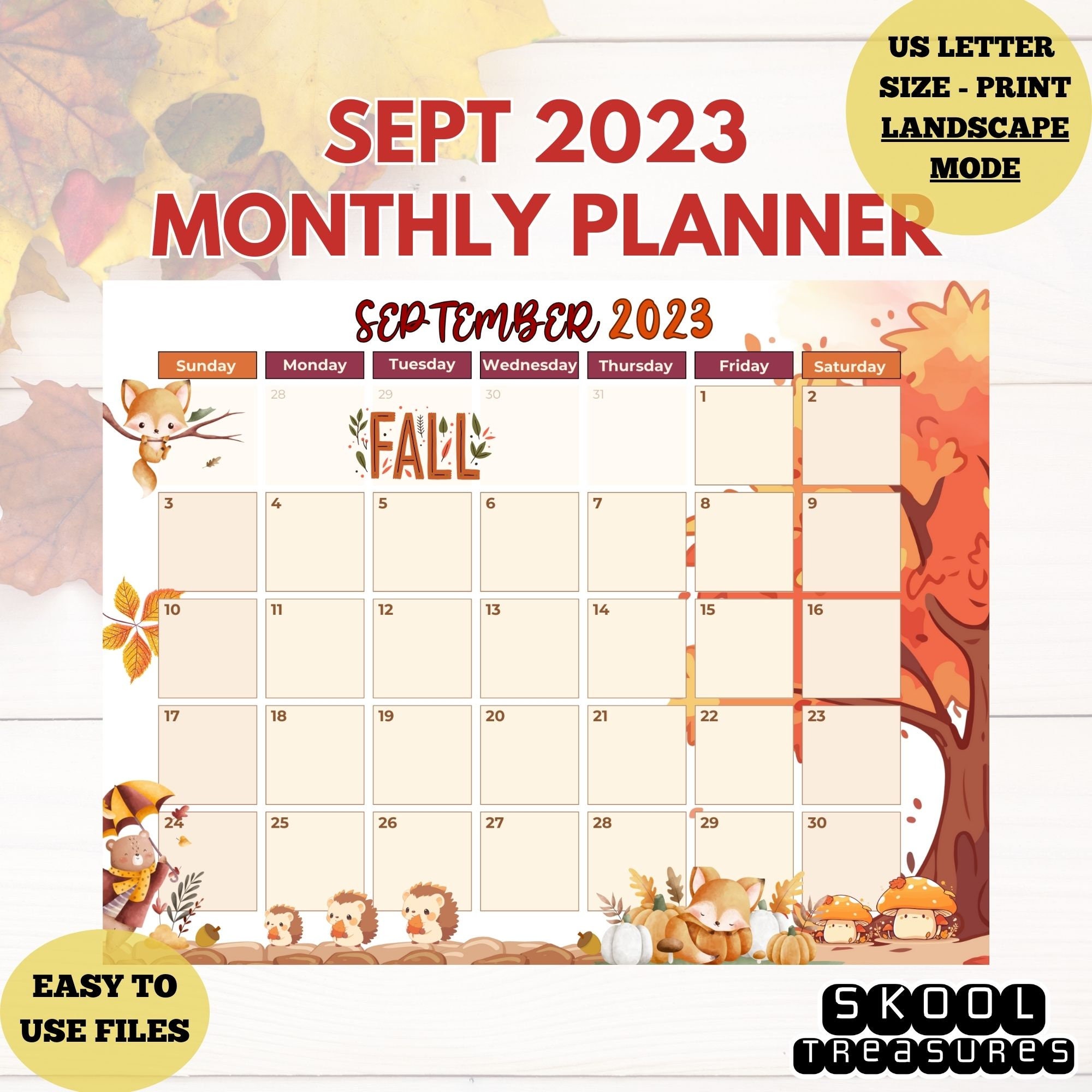 September 2023 Editable Printable Fillable Calendar , Beautiful Cozy