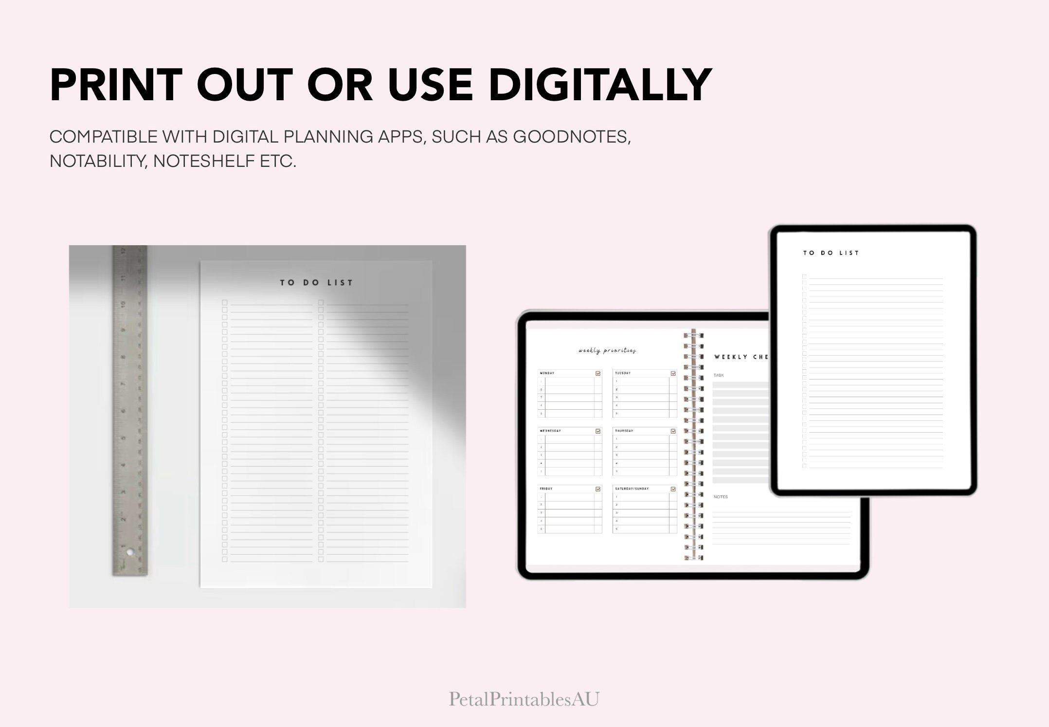 To Do List Printable Bundle, Digital Download Productivity Planner ...
