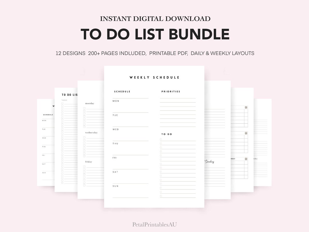 To Do List Printable Bundle, Digital Download Productivity Planner ...