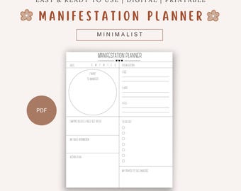Minimalistischer Manifestationsplaner | Gesetz der Anziehung, Spiritualität (PDF)