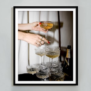 Champagneglazen print, barwagen kunst aan de muur, vintage poster, digitale download, cocktailmuurkunst, alcoholposter, keuken en eetkamer decor, vintage poster, digitale download