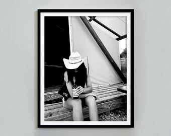 Cowgirl Drinking Wine Art Print: Retro Western Bar Cart Decor (Digital Download