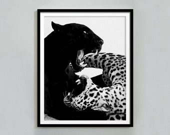Cheetah and Jaguar Print, Black and White, Panther Wall Art, Vintage Photography, Fashion Print, 1950s, Printable Wall Art, Digital Download