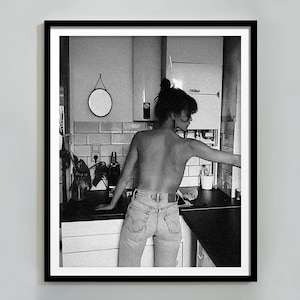 Woman Making Coffee Poster, Black and White Vintage Kitchen Wall Art, Printable Dining Room Decor, Coffee Bar Digital Download Gift Poster