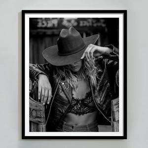 Coastal Cowgirl in Bikini Print, Black and White, Beach Photography, Printable Hypebeast Wall Art, Girls Bathroom Decor, Digital Download