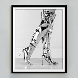 Boots Print, Cowboy Like Me Poster, Black and White Wall Art, Luxury Fashion Print, Girls Bedroom Decor, Feminist Poster, Trendy Wall Art
