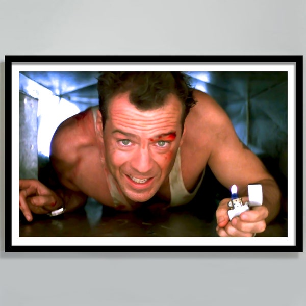 Die Hard Movie Poster, John Mcclane, Funny Print, Bathroom Wall Art, Tv Show Poster, 1990s Home Decor, Printable Wall Art, Digital Download
