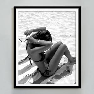 Woman in Bikini Sunbathing Print, Black and White, Beach Photography, Printable Hypebeast Wall Art, Girls Bathroom Decor, Digital Download