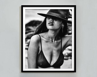 Coastal Cowgirl Print: Black and White Beach Photography (Digital Download
