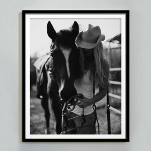 Vintage Cowgirl and Horse Photo Print: Retro Western Decor (Digital Download)