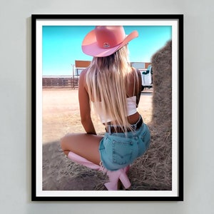 Coastal Cowgirl Pink Boots Art Print: Girly Western Room Decor (Digital Download)