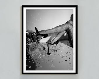 Retro 70s Disco Poster: Trendy Bar Cart Wall Art (Digital Download)