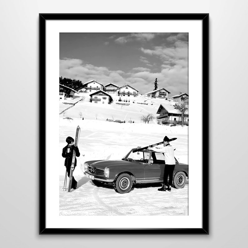 Vintage Apres Ski Poster, Black and White Photo Print (digital Download ...