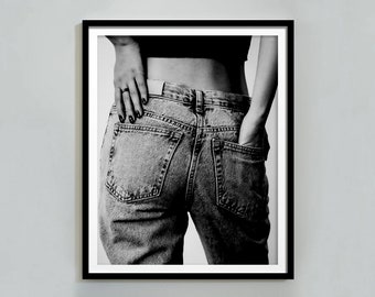 Retro Fashion Print: Black and White Cowgirl Photography (Digital Download)