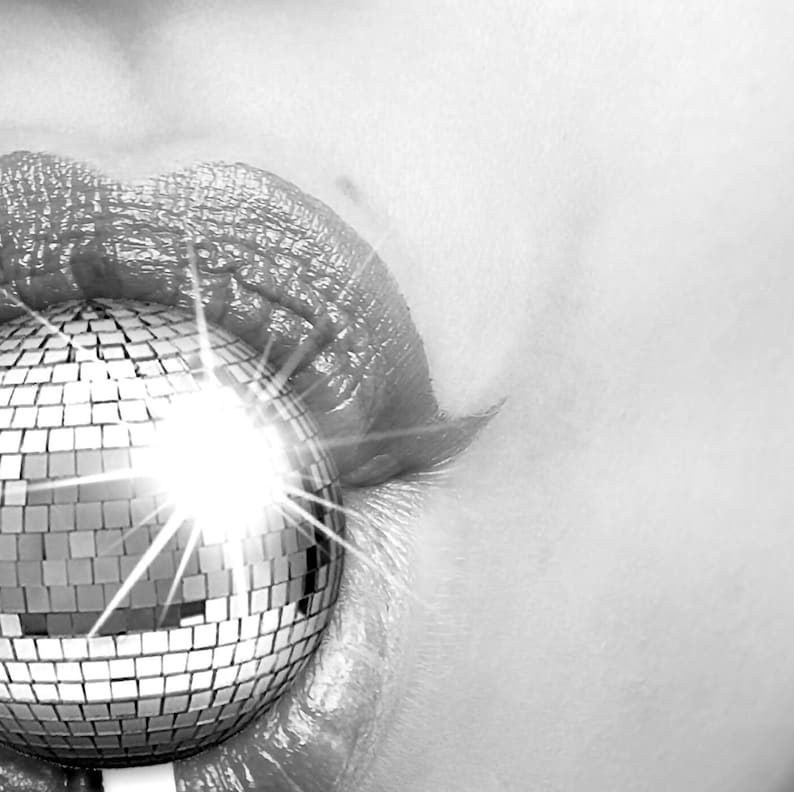 Disco Lollipop Print, Trendy Wall Art, Black and White, Funky Wall Art, Disco Ball Poster