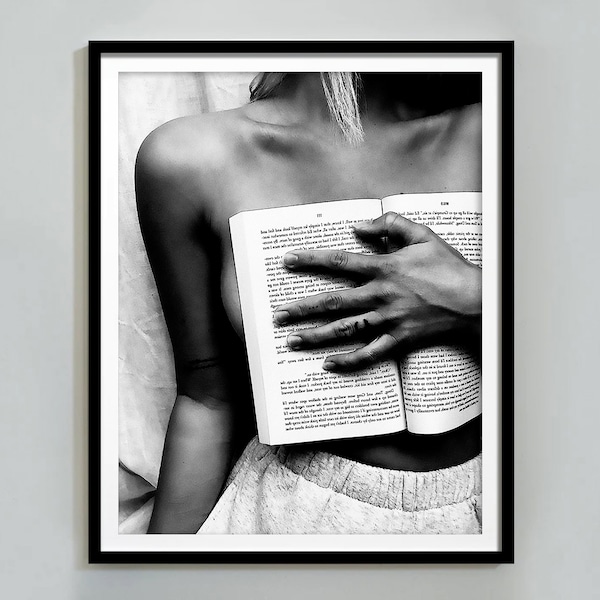 Nackte Frau Lese Buch Druck, Hypebeast Wand Kunst, schwarz und weiß, Mode Fotografie, feministisches Poster, Teenager Mädchen Badezimmer Wand Kunst Dekor