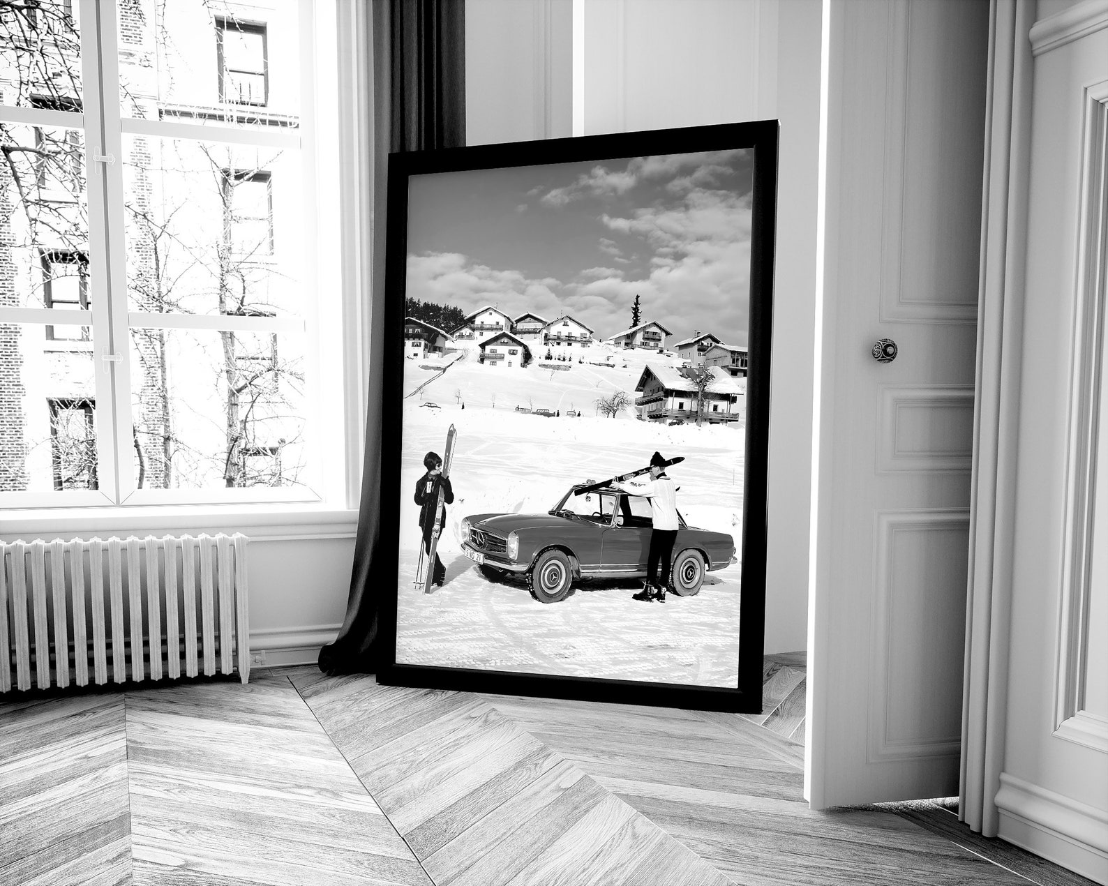 Vintage Apres Ski Poster, Black and White Photo Print (digital Download ...