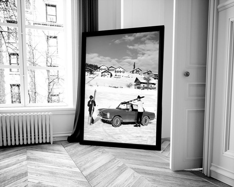 Vintage Apres Ski Poster, Black and White Photo Print (digital Download ...