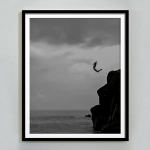 Woman Jumping in Water Print, Black and White, Cliff Dive, Vintage Photography, Hypebeast Wall Art, Girls Bathroom Decor, Digital Download