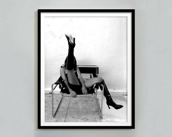 Impression tendance cowgirl talons hauts : décoration de chambre en noir et blanc (téléchargement numérique)