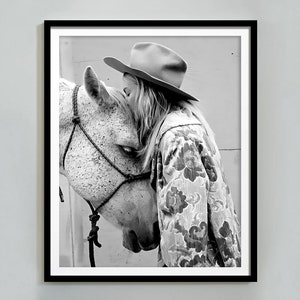 Coastal Cowgirl Kissing Horse Photo: Retro Western Print (Digital Download)