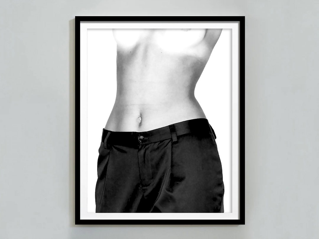 Nude Woman Poster, Black and White Fashion Print, Girls Bathroom Wall